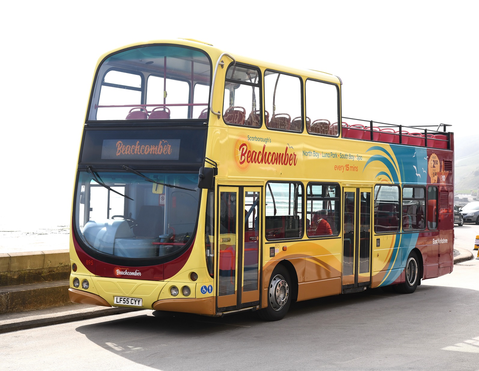 An East Yorkshire Beachcomber open top bus on Scarborough seafront