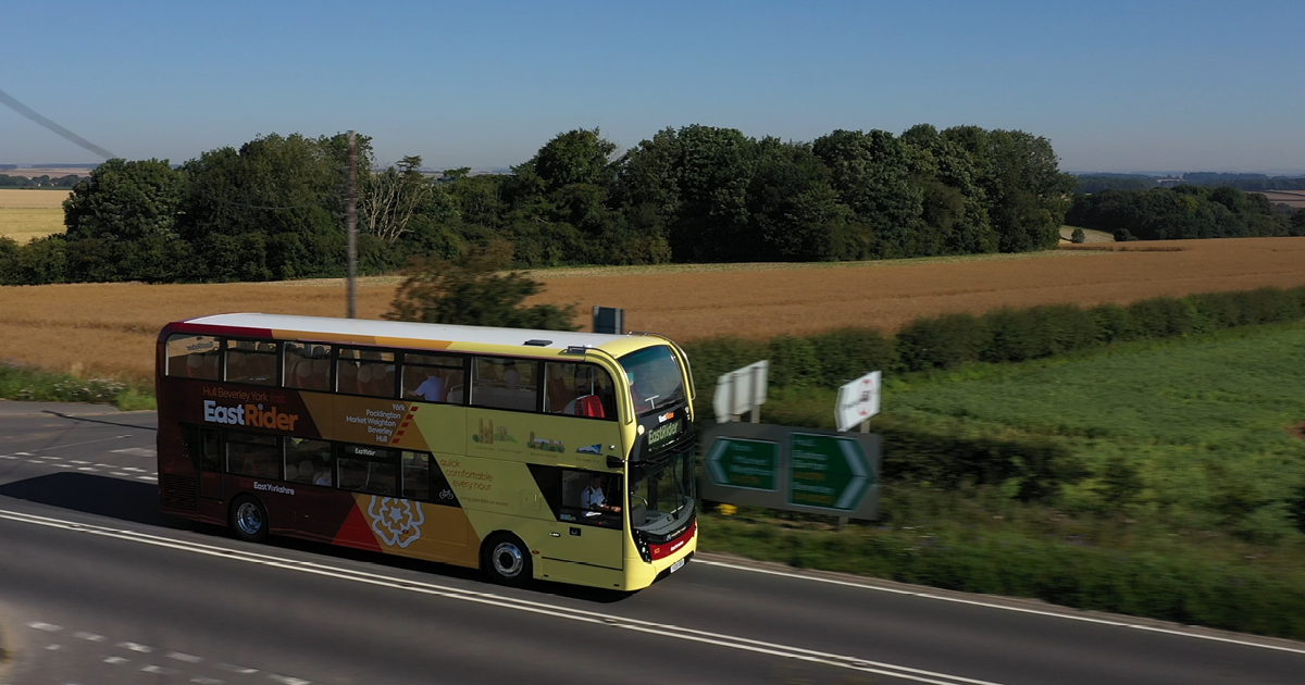 EastRider bus driving through countryside